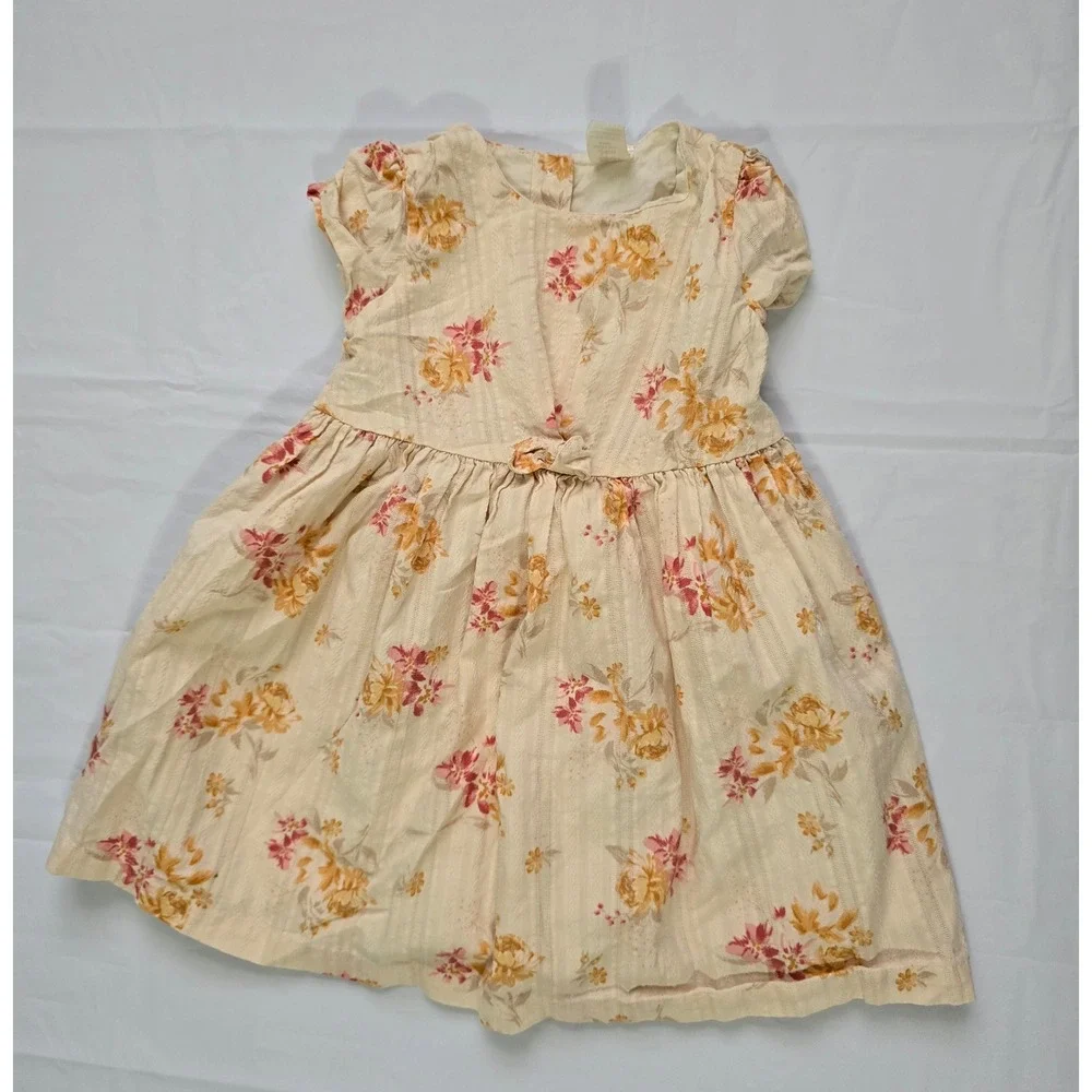 Baby B'gosh 24M Floral Dobby Stripe Cotton Dress Cream Yellow Pink
